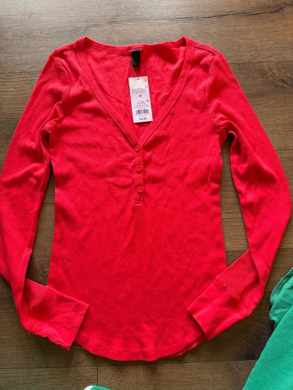 Cherry Red Ribbed Long Sleeve